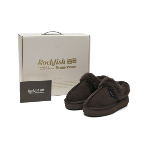 CLOUDY FLATFORM FUR MULES - CHOCO